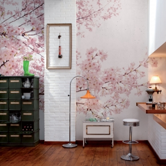 Papier peint panoramique Blossom Almond Tree Pink Coordonné