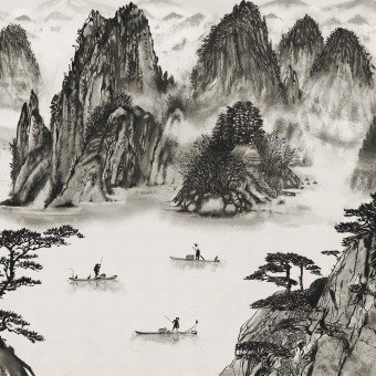 Papier peint panoramique Sumi Encre Chinoise Coordonné