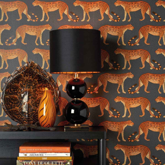 Leopard Walk Wallpaper Beige/Gris Cole and Son