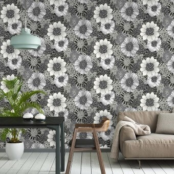 Anemones Metallic Wall Covering Anthracite Missoni Home