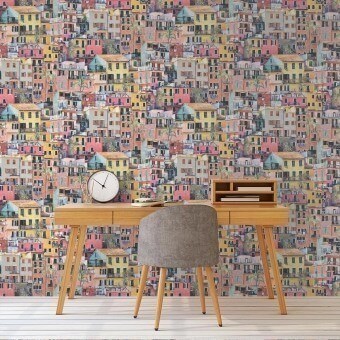 Portovenere Wallpaper Terracotta/Coral/Aqua Osborne and Little