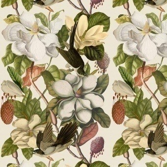 Papier peint panoramique Magnolia Taupe/Brown/Yellow Mindthegap