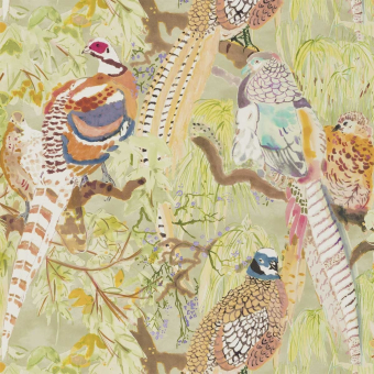 Game Birds Wallpaper Charcoal Mulberry