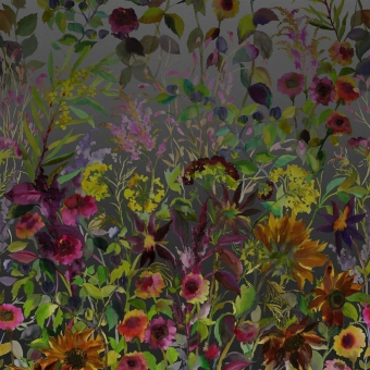 Papier peint panoramique Indian Sunflower Graphite Multicolore Designers Guild