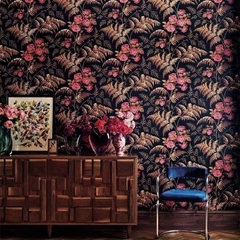 Rose Wallpaper Blanc/Gris Cole and Son