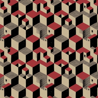 Papier peint Cube Red/Black/Cream M.C. Escher
