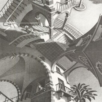 Panoramatapete Up and Down Dark M.C. Escher