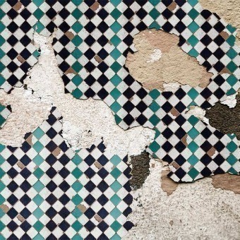 Papier peint panoramique Tiles Broken Wall Turquoise Coordonné