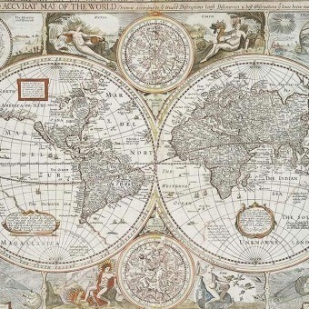 Panneau Historical Map Multi-coloured Coordonné