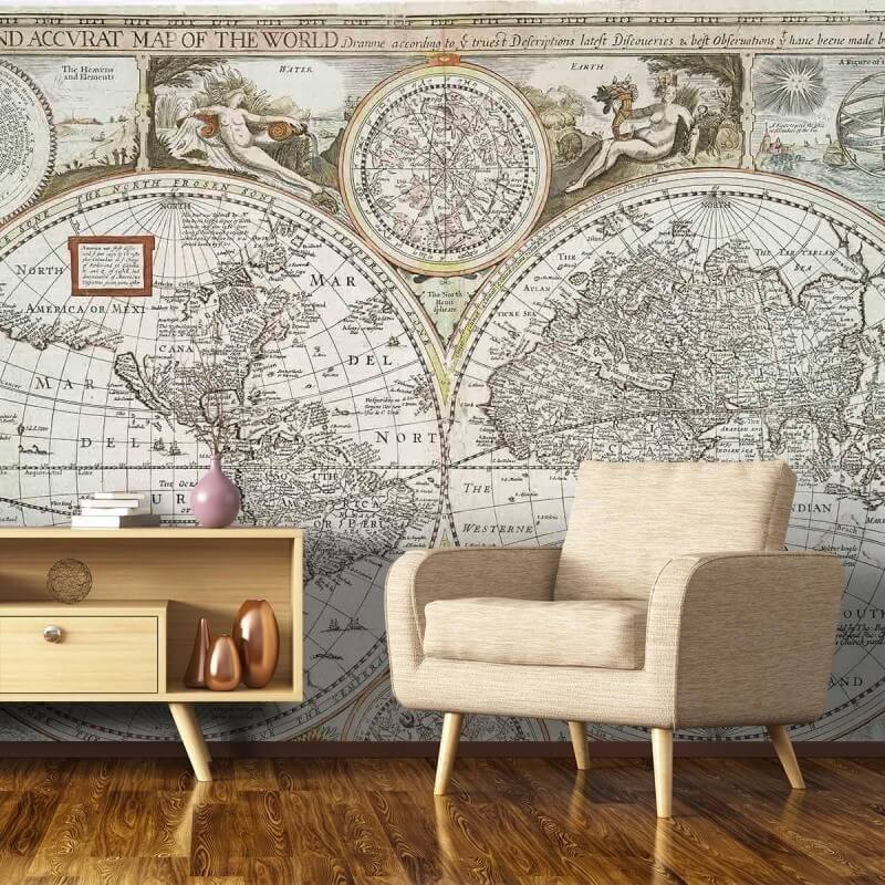 Carta da parati panoramica Historical Map Coordonné