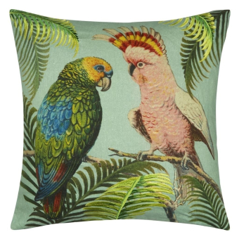 Parrot And Palm Cushion Azure John Derian