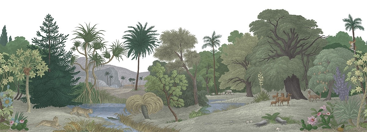 Papier Peint Panoramique Jungle Soie, Personnalisable, Poster