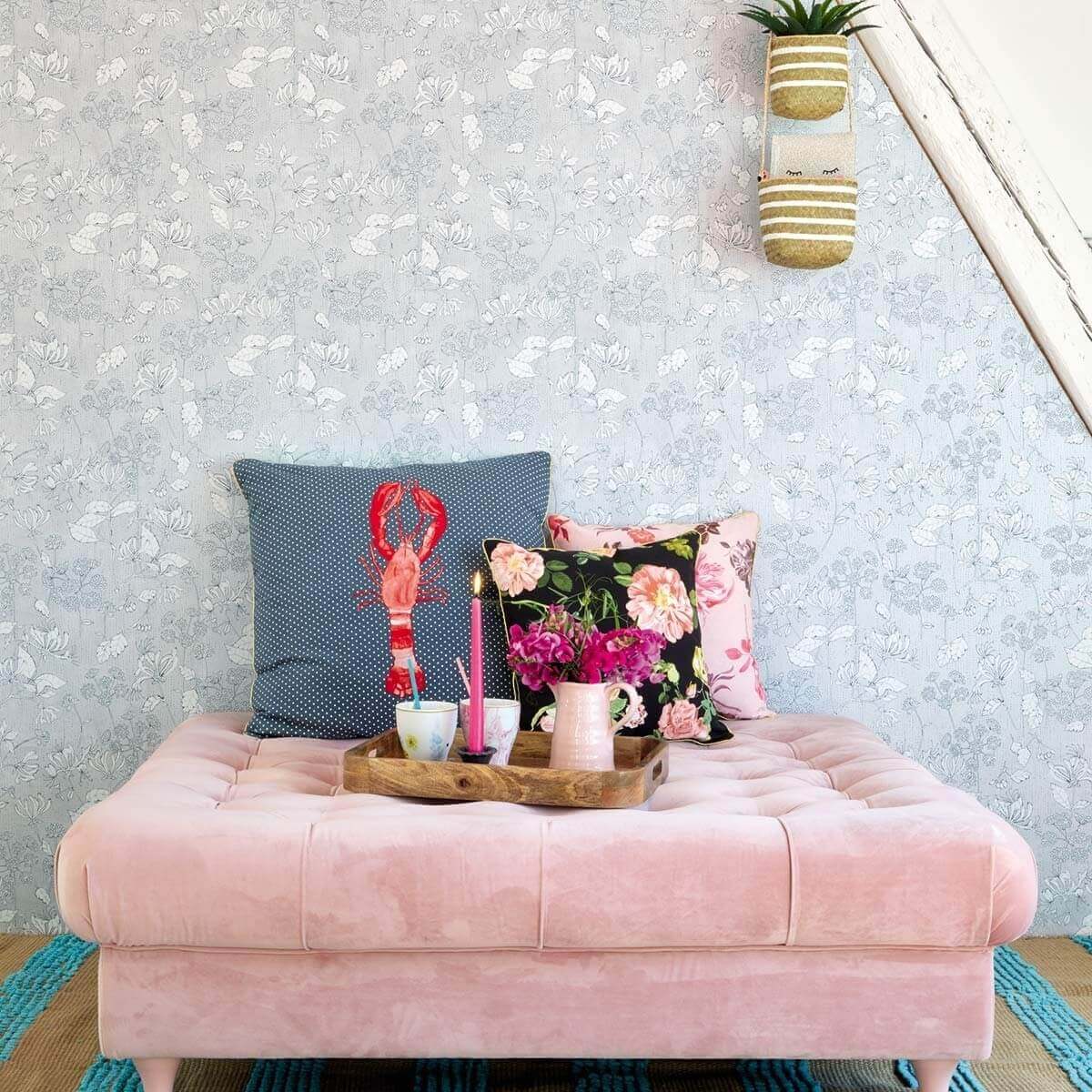 359083 | Rice, Pink Plaid Wallpaper - Eijffinger
