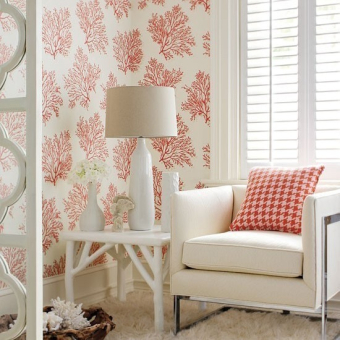 St Lucia Wallpaper Coral Thibaut