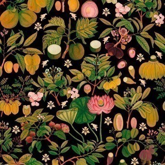 Asian Fruits and Flowers Panel Anthracite Mindthegap