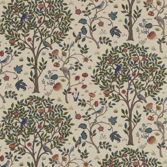 Kelmscott Tree Linen Fabric Mulberry/Russet Morris and Co