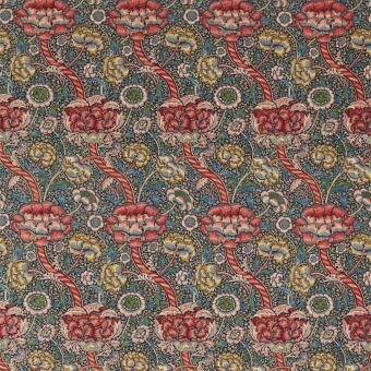 Wandle Fabric Charcoal/Mustard Morris and Co
