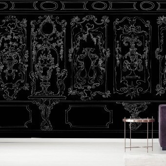 Papier peint panoramique Suite Ducale Noir Blanc Les Dominotiers