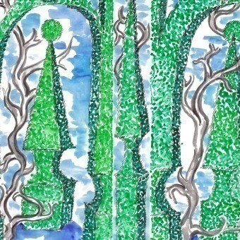 Papier peint panoramique Jardin à la Française Vert Les Dominotiers