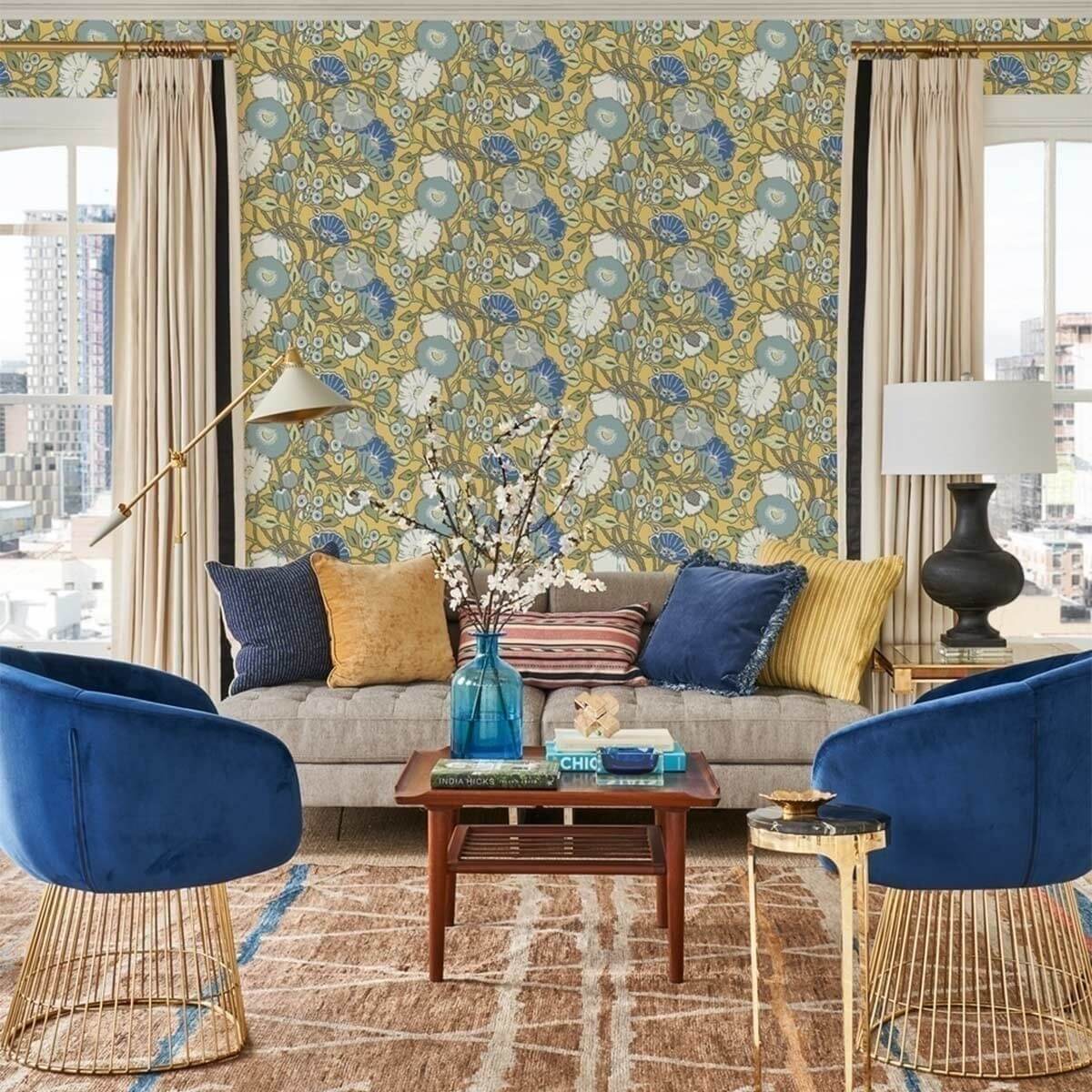 Vincent Poppies Wallpaper York Wallcoverings