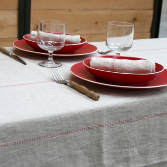 Rythmo Blanc Tablecloth 180x230 Ficelle Charvet Editions