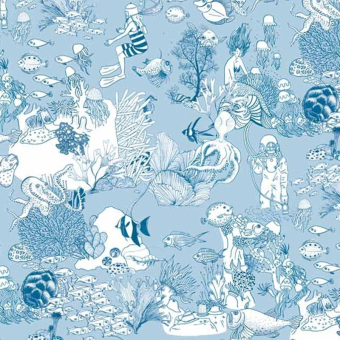 Toile de Mer Wallpaper Bleu Little Cabari