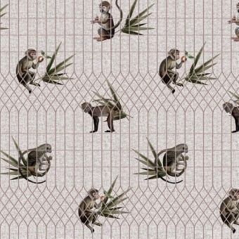 Ancient Nature Monkeys Panel Biege Texturae