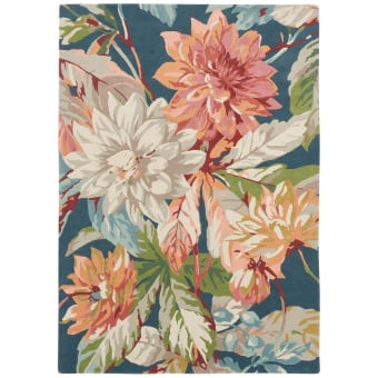 Dahlia and Rosehip Teal Rug