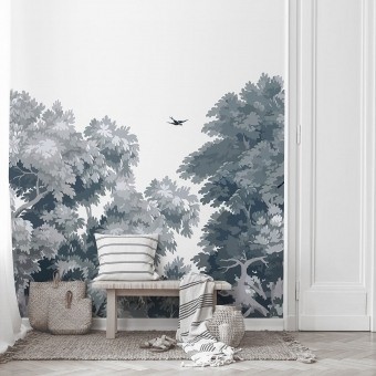 Papier peint panoramique Dream Forest Bleu-gris Les Dominotiers