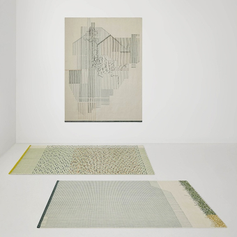 Teppich Backstich Composition Green 200x300 cm Gan Rugs