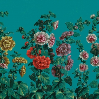 Papier peint panoramique Roses Trémières