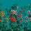 Carta da parati panoramica Roses Tr&eacute;mi&egrave;res Le Grand Si&egrave;cle Turquoise roses-tremieres