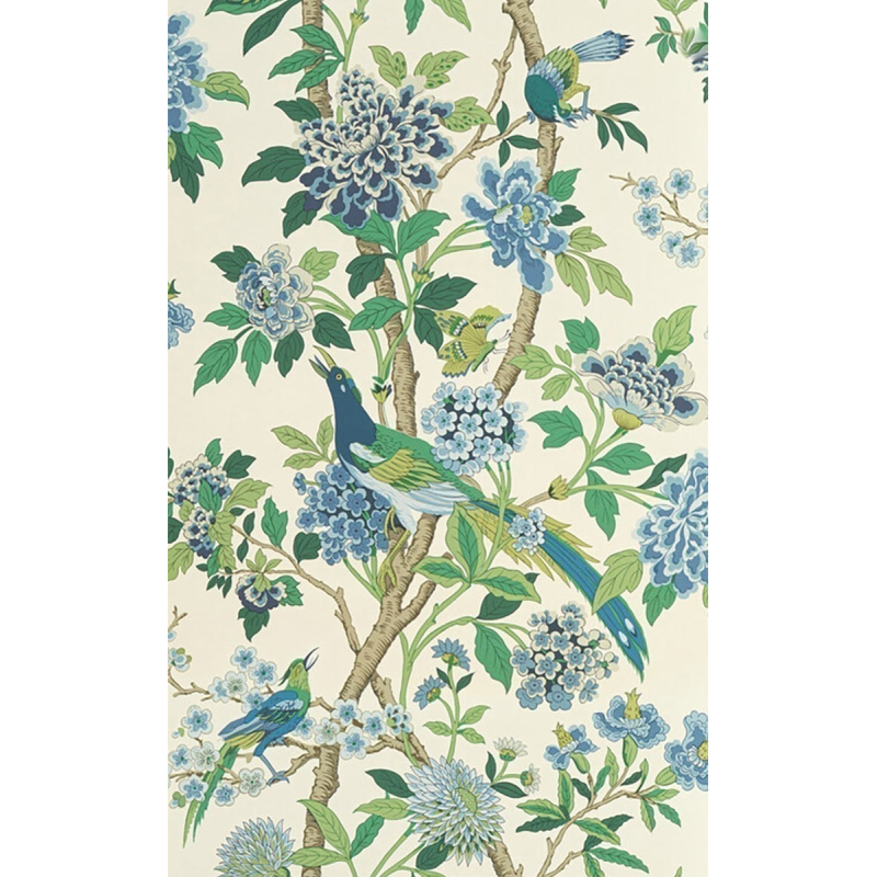 G.P & J Baker Housse de coussin double face hortensia oiseau bleu sarcelle - France