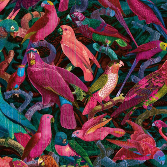 Paneel Parrots Imperialis Fushia/Bleu Quinsaï