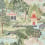 Carta da parati panoramica Peacock Garden Zoffany Green/Coral ZJAI311743