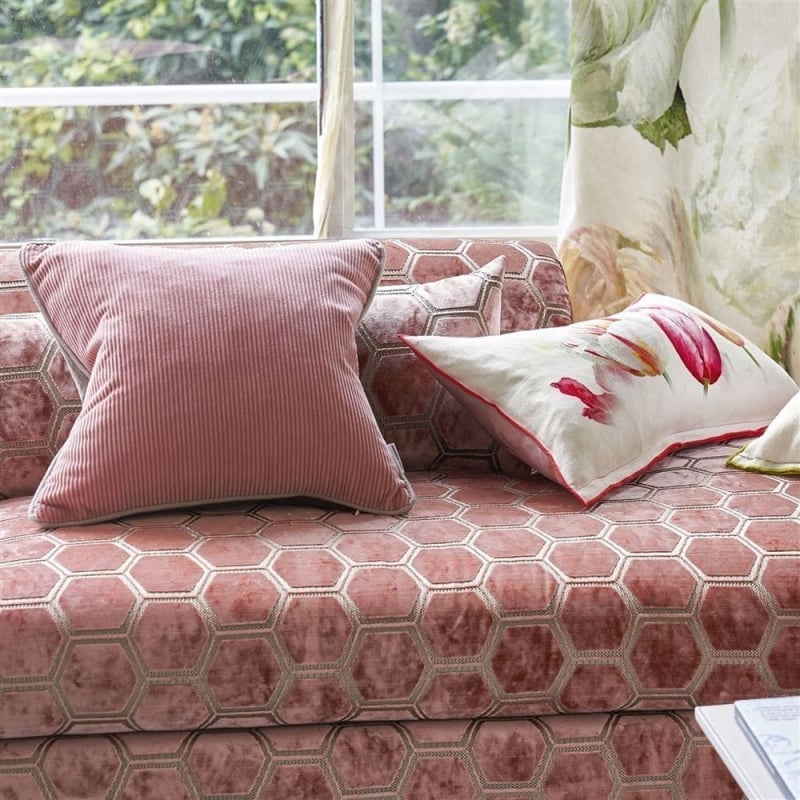 DESIGNERS GUILD ピンクベルベットクッション Corda Cushion