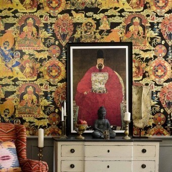 Papier peint panoramique Tibetan Tapestry Ochre Mindthegap