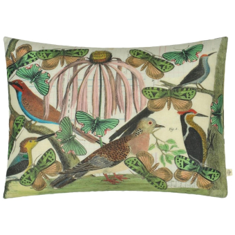 Floral Aviary Parchment Cushion