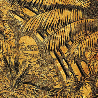 Jardin d'Hiver Doré Panel 475x300 cm - 7 lés Maison Images d'Epinal