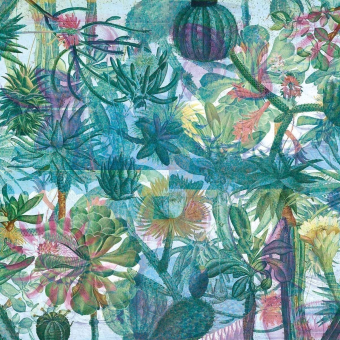 Papier peint panoramique Jardin de l'Ourika Vert d’Eau/Bleu Pâle Quinsaï