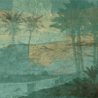 Papier peint panoramique Aux portes de l'Atlas Bleu vert Quinsaï