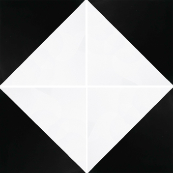 Triangle cement Tile Black, White Carodeco