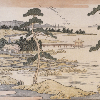 Papier peint panoramique Oies de Katada Paysage Etoffe.com x Agence Musées Nationaux
