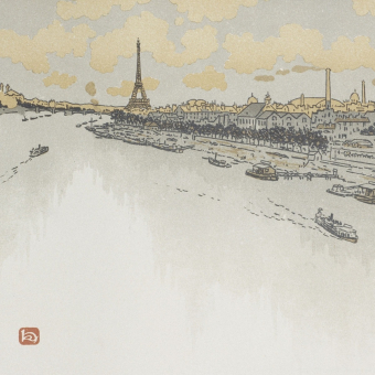 Papier peint panoramique Point du Jour Aurore Etoffe.com x Agence Musées Nationaux