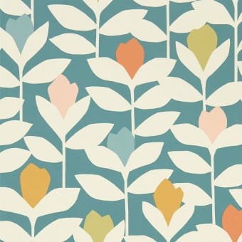 300115  Pip Studio Vol. 5, Floris Turquoise Woodland Floral Turquoise