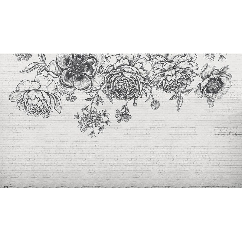 Black Flower Brick Wall Panel Les Dominotiers