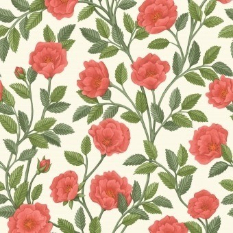 Hampton Roses Wallpaper Cream/Forest Green Cole and Son