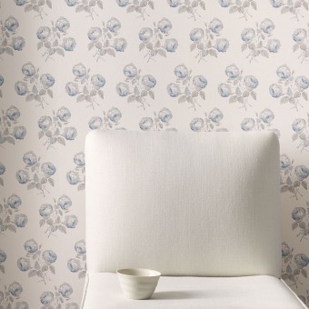 Bowood Wallpaper Blue/Grey Colefax and Fowler