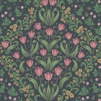 Tudor Garden Wallpaper Fuchsia/Cerulean Cole and Son