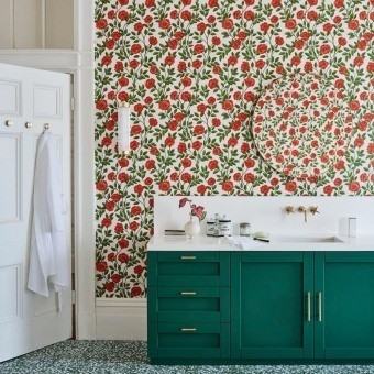 Papier peint Hampton Roses Cream/Forest Green Cole and Son